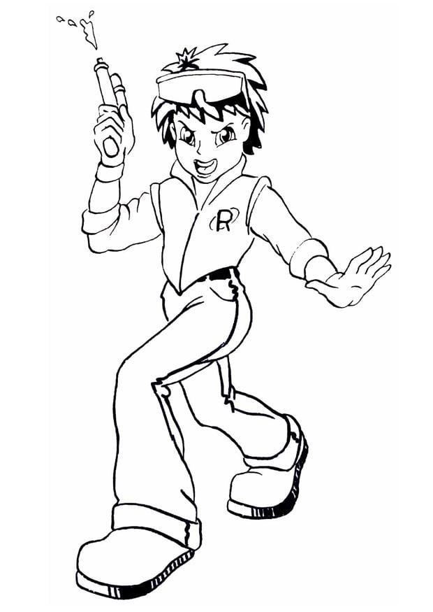 Coloring Page boy with squirt gun   free printable ...