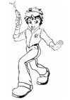 Coloring page boy with squirt gun