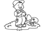 Coloring pages boy with turtle