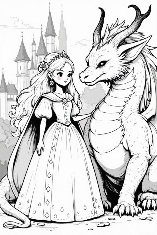 brave princess with her dragon