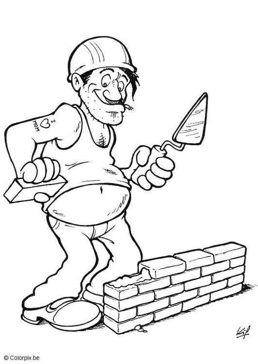 Coloring page bricklayer