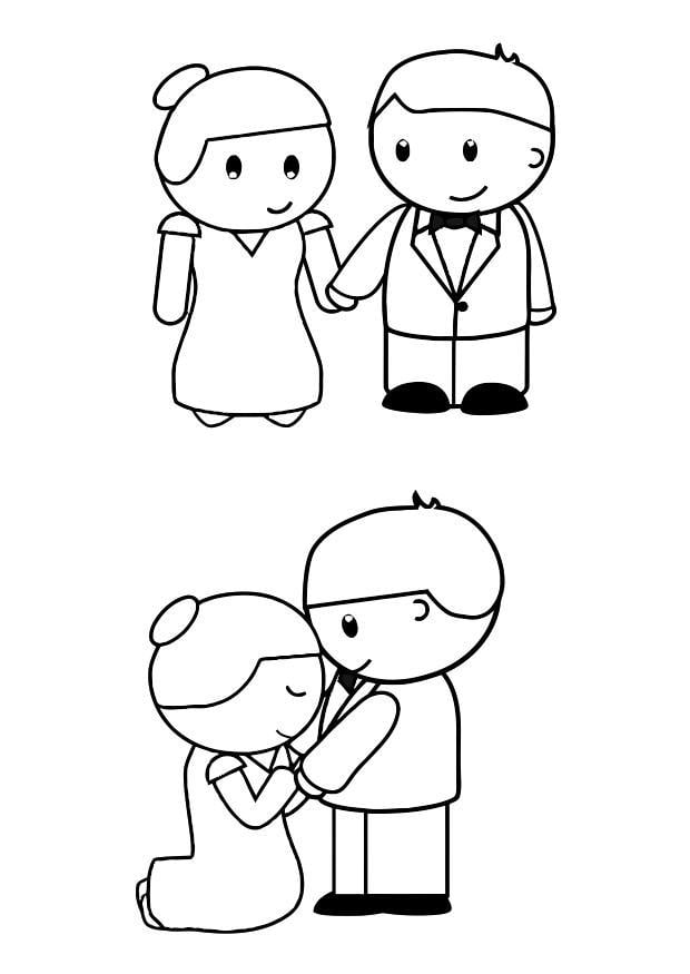 Coloring page bride and groom