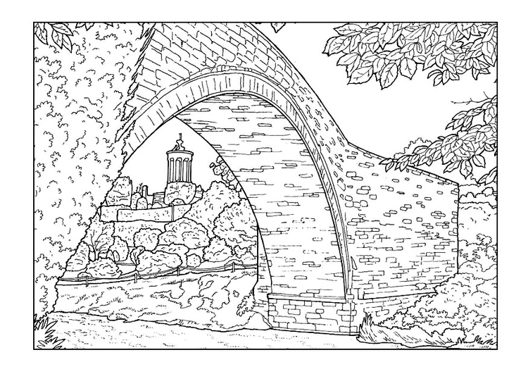 Coloring page bridge