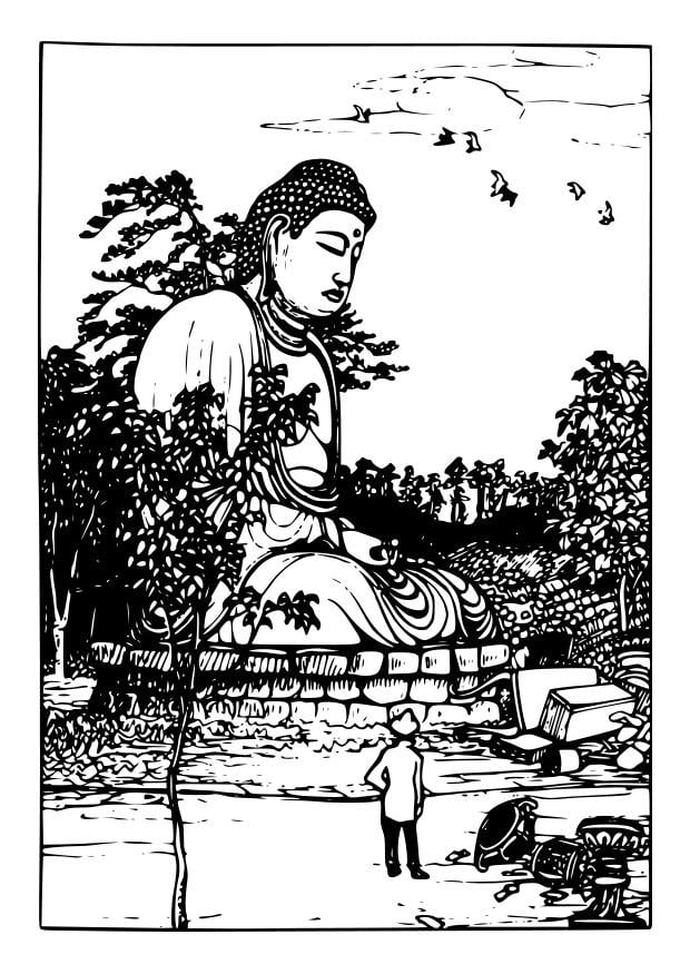 Coloring page Buddha statue