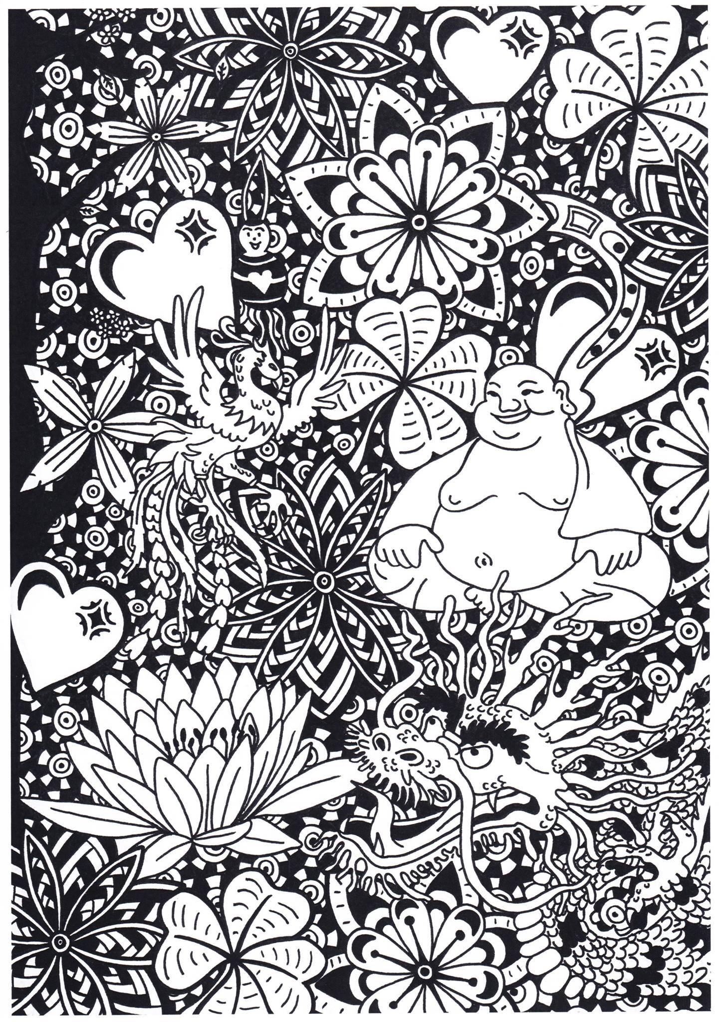 Coloring Page buddha with dragon   free printable coloring pages   Img ...
