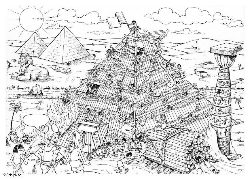 Coloring Page building a pyramid - free printable coloring pages - Img 5515