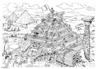 Coloring pages building a pyramid