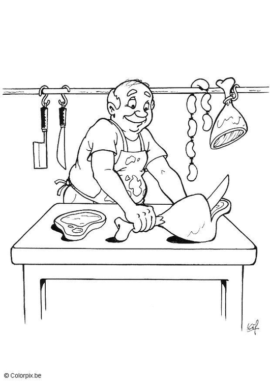 Coloring page butcher