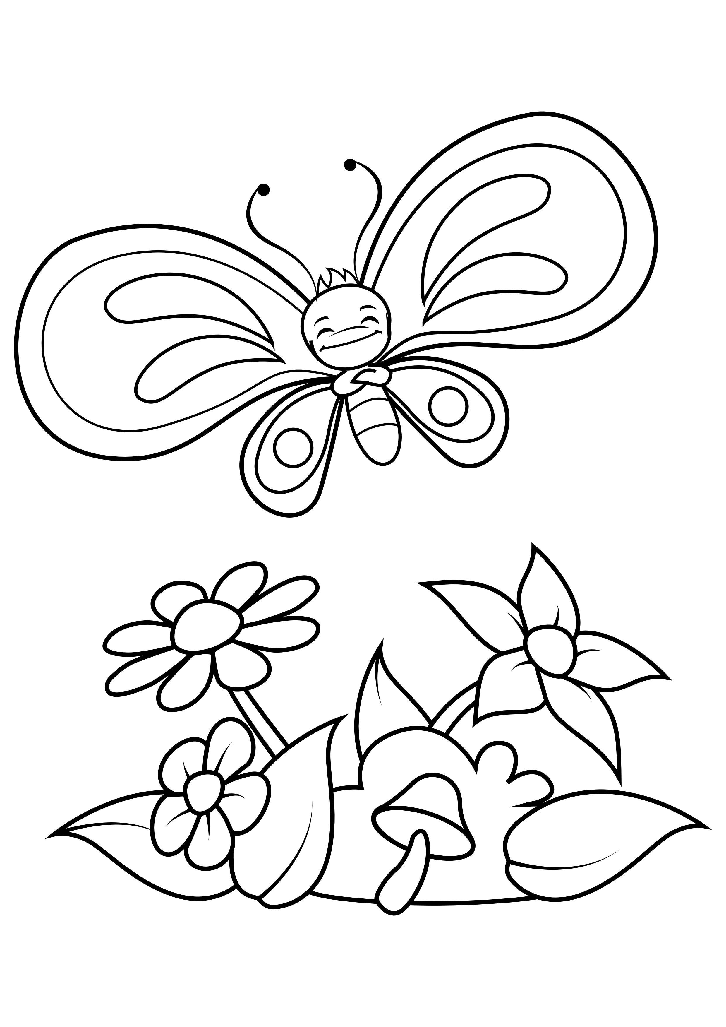 Coloring page butterfly enjoys