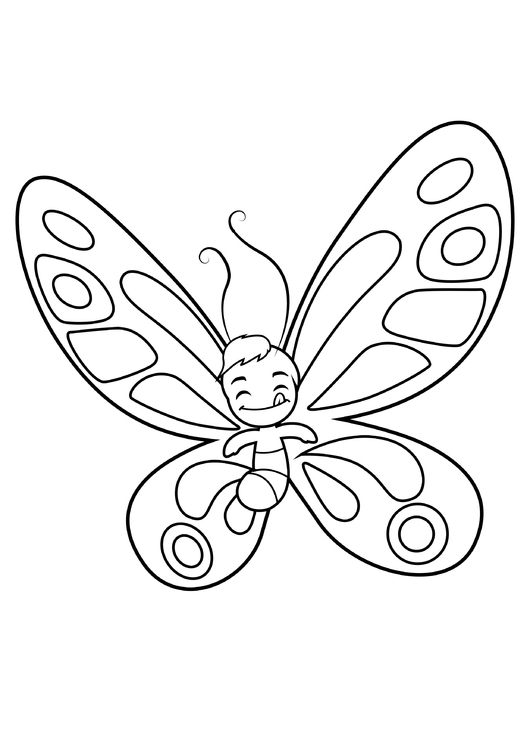 Coloring page butterfly has eaten