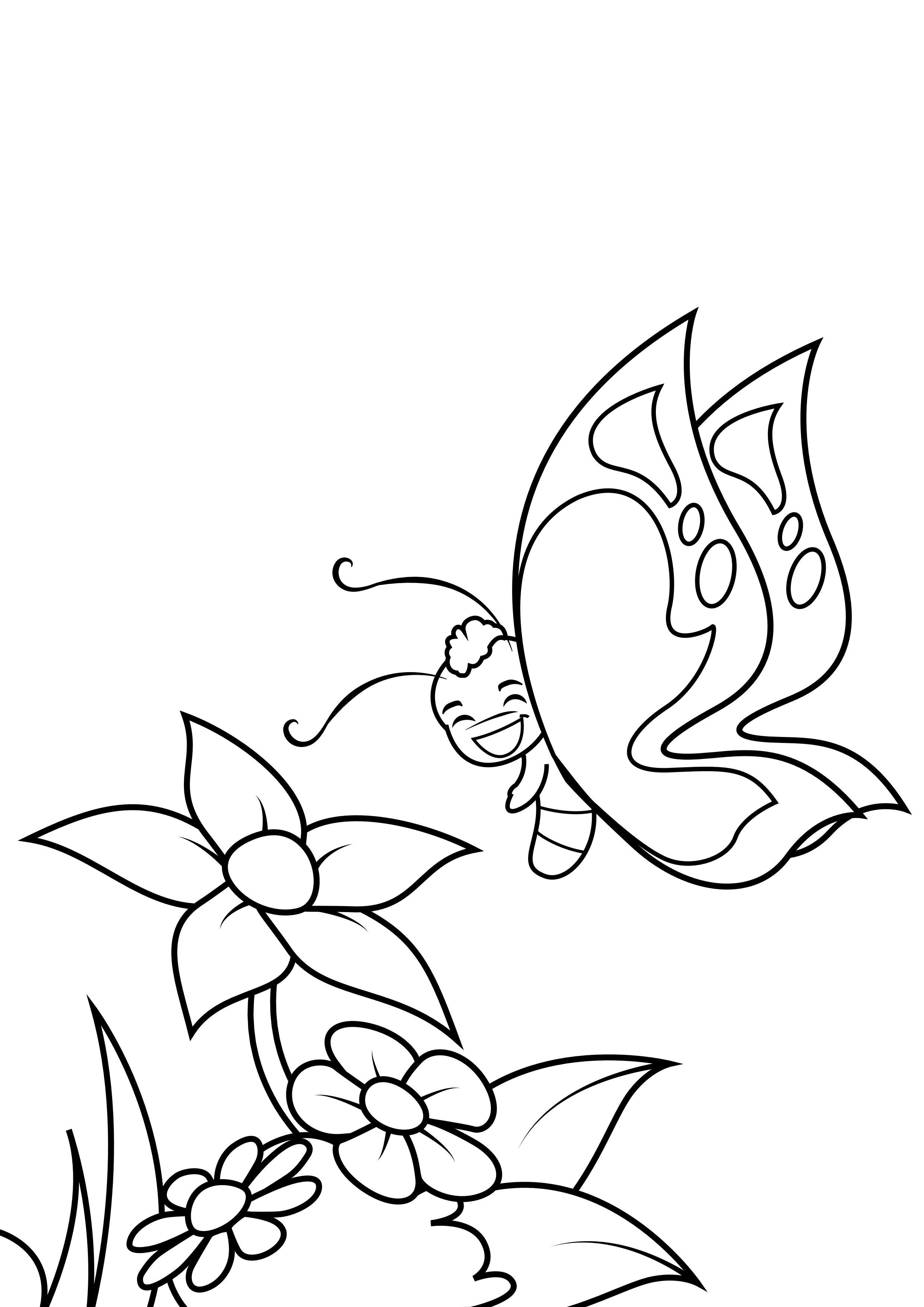 Coloring page butterfly is smiling