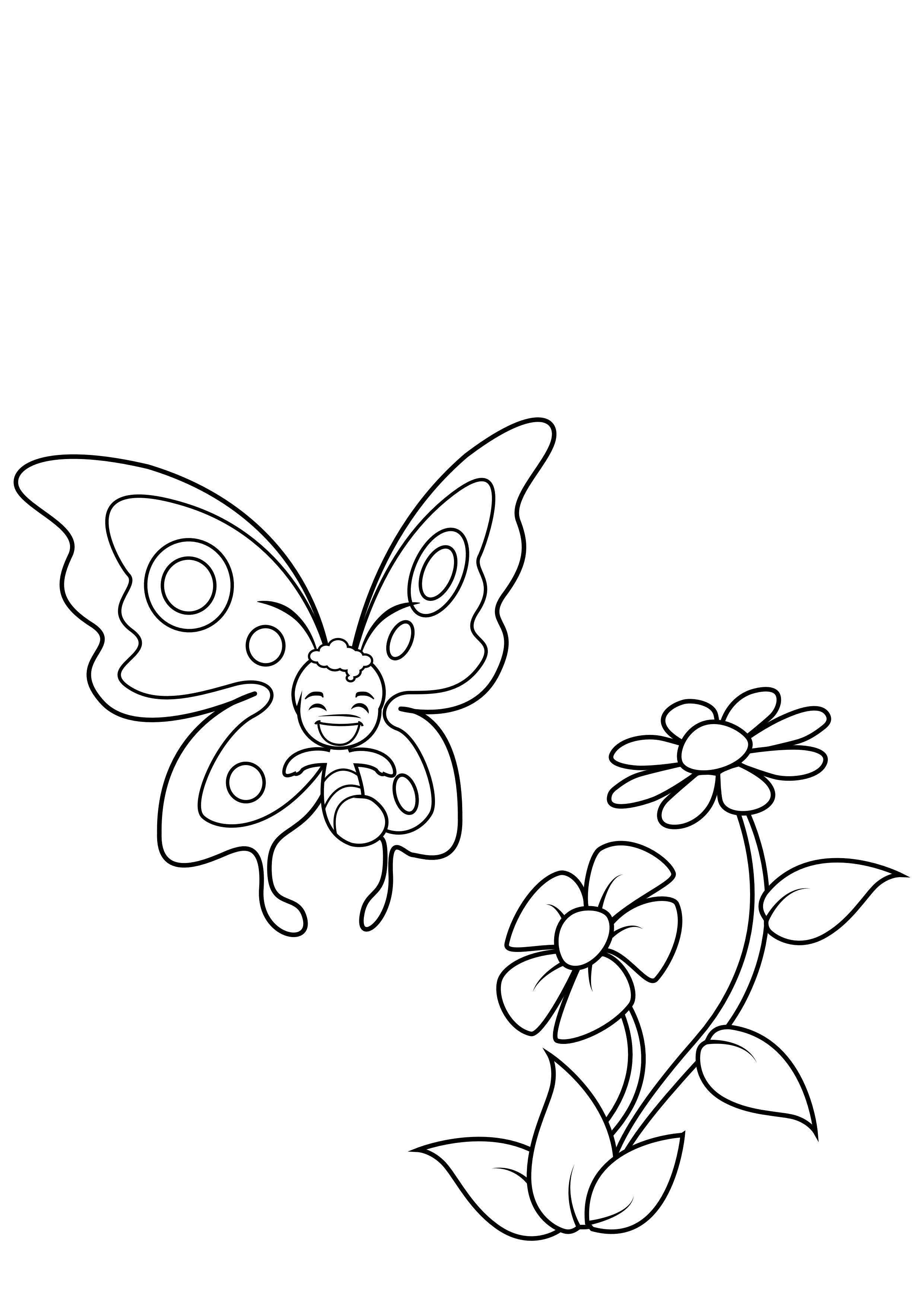 Coloring page butterfly is smiling