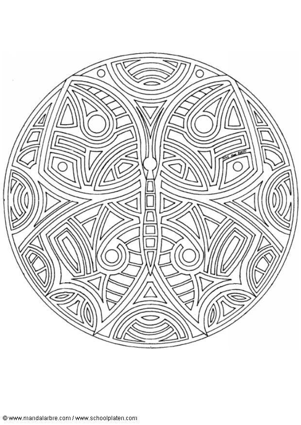 Coloring page butterfly mandala