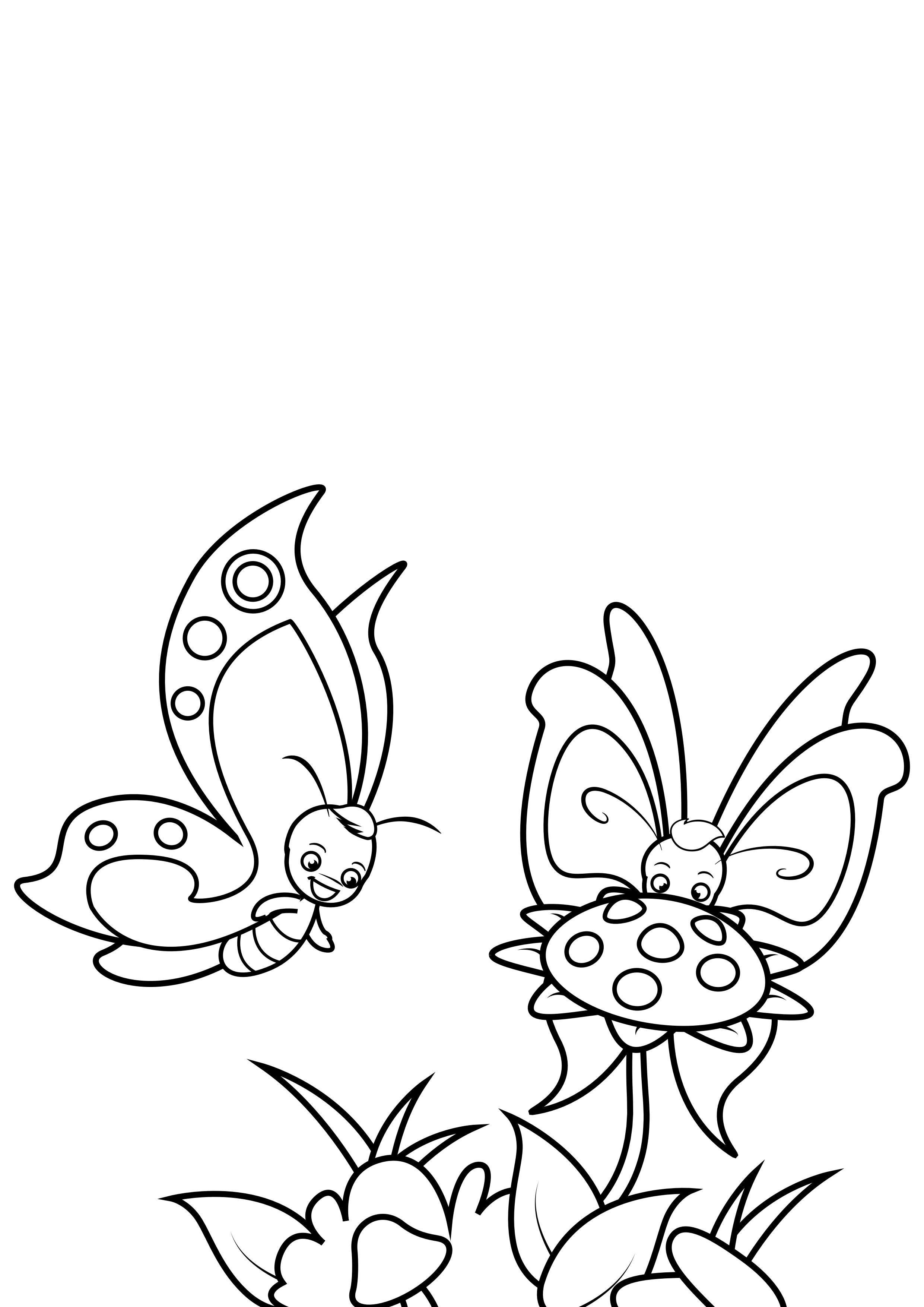 Coloring page butterfly with friend