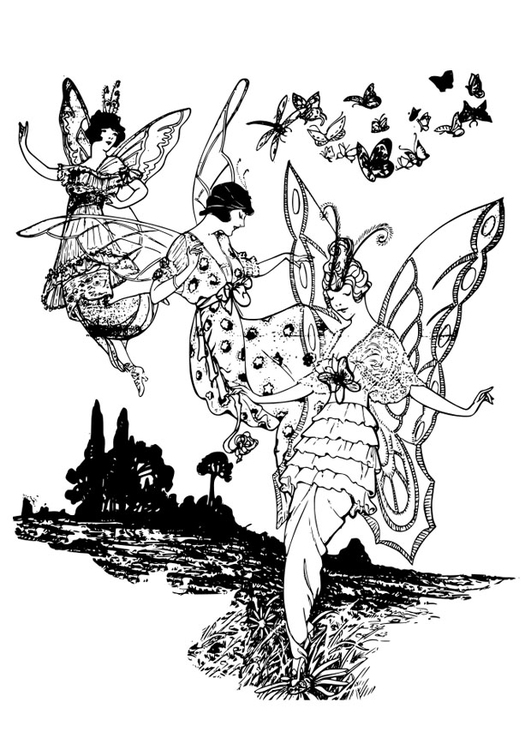 Coloring page butterfly women