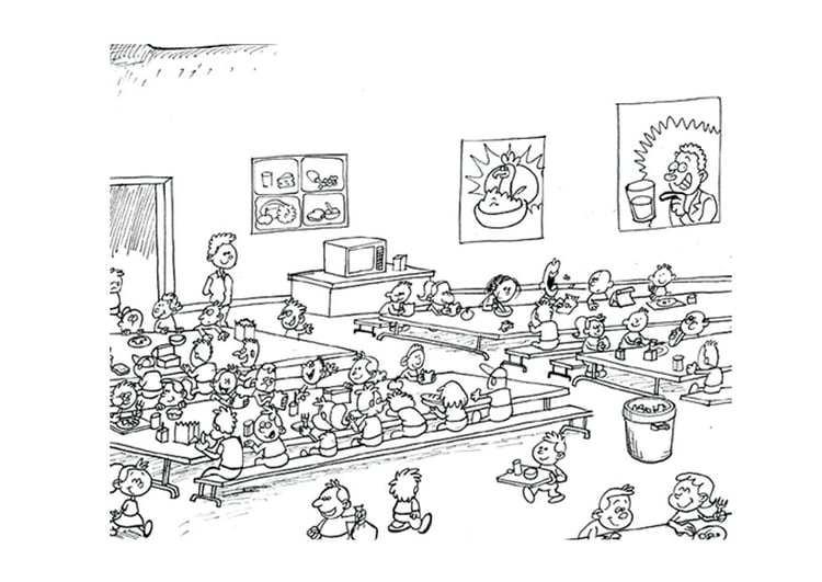 Coloring page cafeteria
