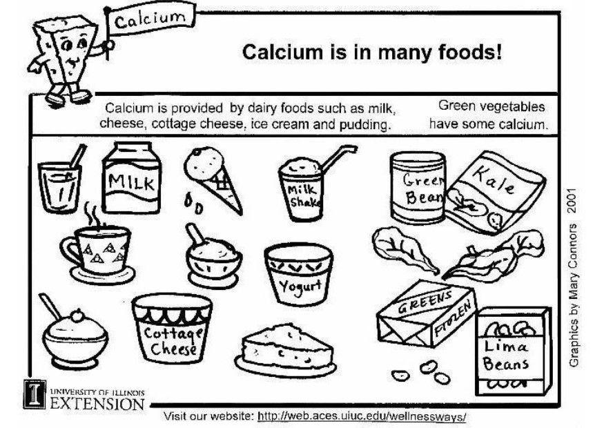 Coloring page calcium food