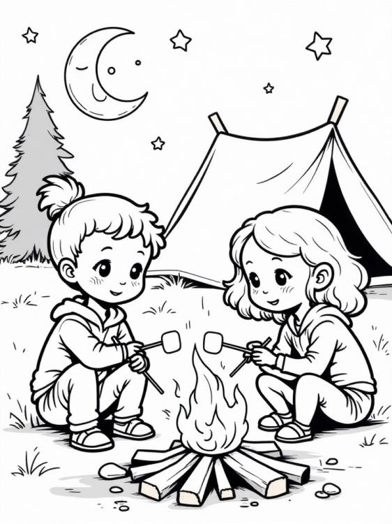 campfire with marshmallows