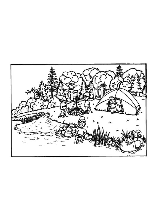 Coloring page camping