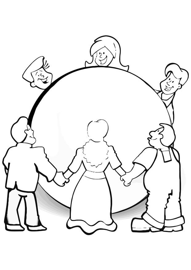 Coloring page care for the world
