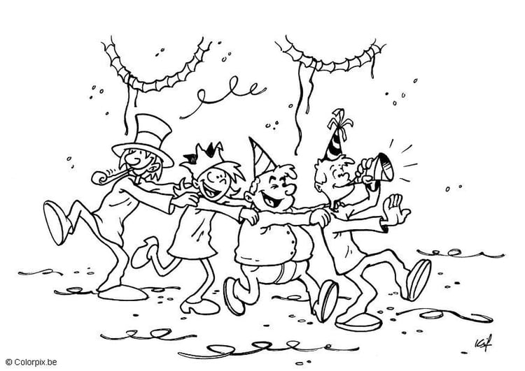 Coloring page carnival party