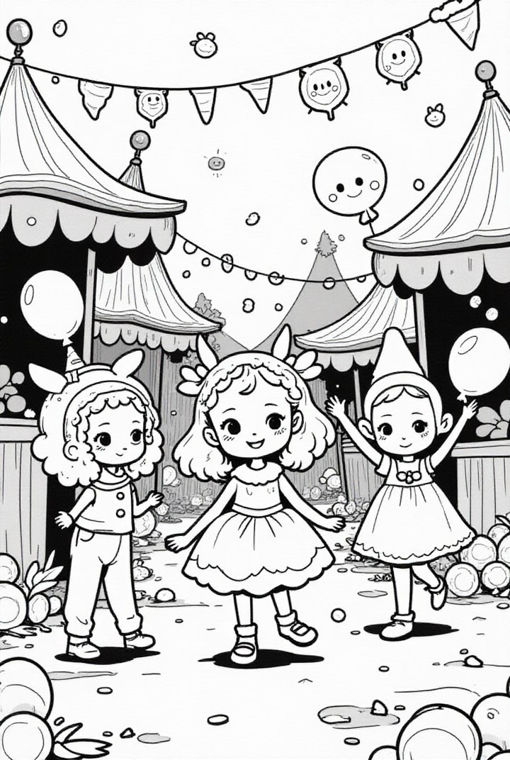 Coloring page carnival party