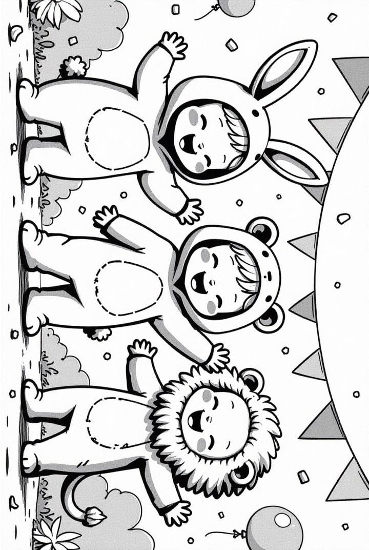 carnival with the lion, rabbit and bear