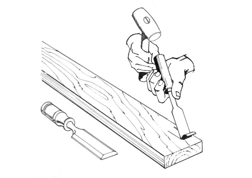 Coloring page carpenter with chisel