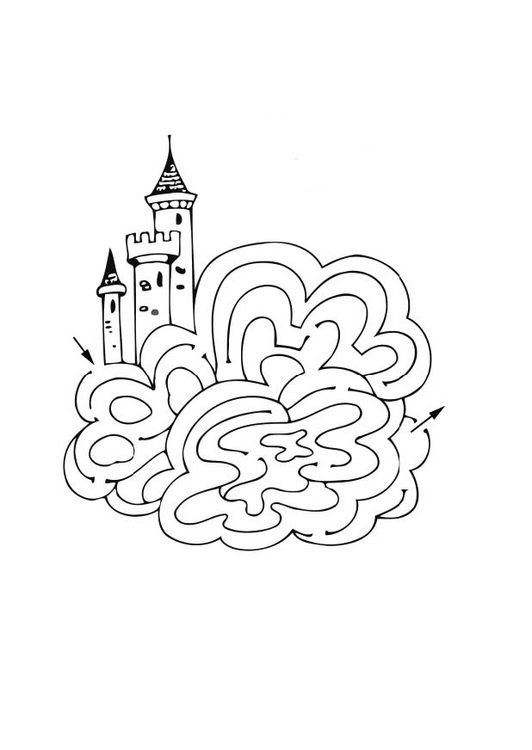 Coloring Page castle maze - Free printables - Img 12521