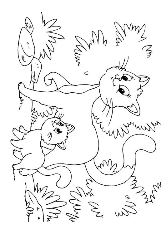 Coloring Page cat and kitten - free printable coloring pages - Img 22629