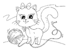 coloring-page cat and wool