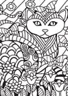 Coloring page cat in the garden