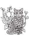 Coloring pages cat in the garden