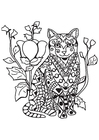 Coloring page cat in the garden