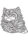 Coloring pages cat is happy