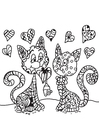Coloring pages cat is in love