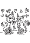 Coloring page cat is in love