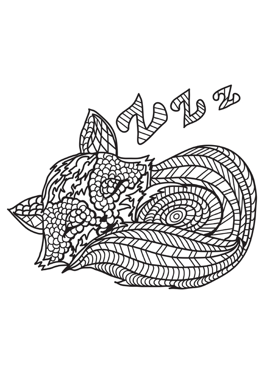 Coloring page cat is sleeping