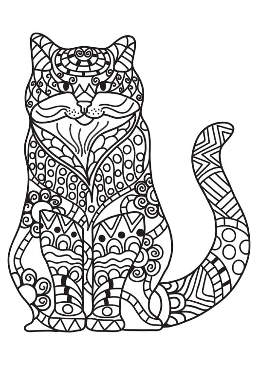 Coloring page cat is smiling