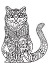 Coloring pages cat is smiling