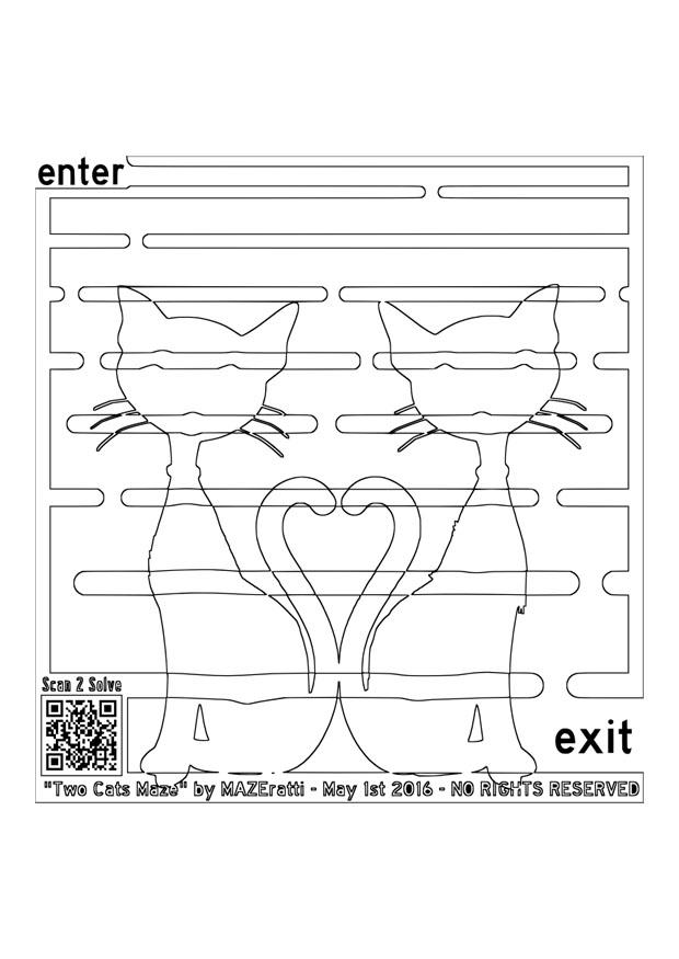 Coloring page cat labyrinth