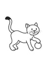 Coloring pages Cat with Ball