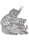 Coloring page cats play