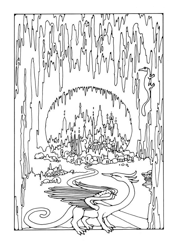 Coloring page cave city