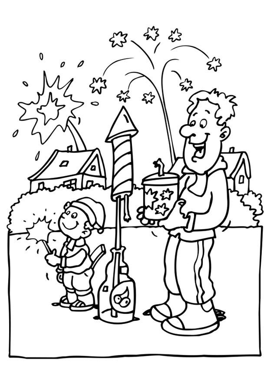 Coloring page Celebrating New Year's Eve