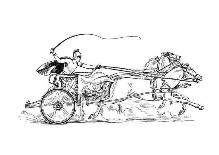 Coloring page chariot race