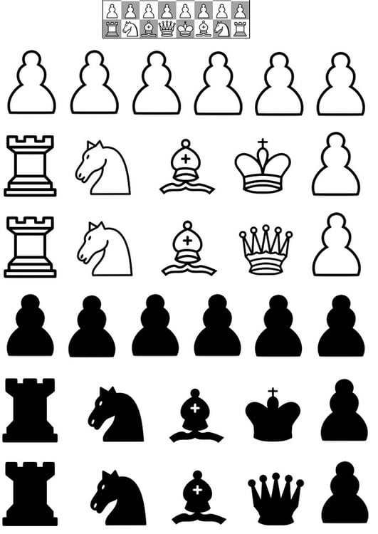 Coloring page chess pieces