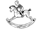 Coloring page child on rocking horse