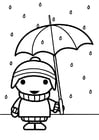 Coloring page child with umbrella