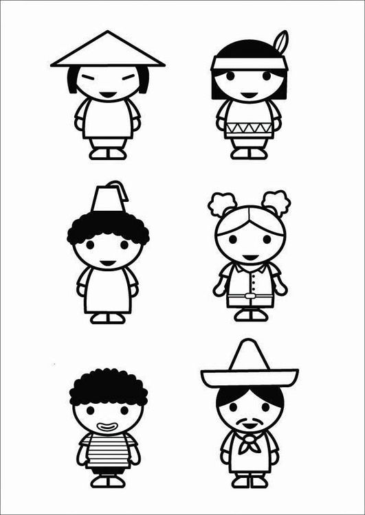 Coloring page children - cultures